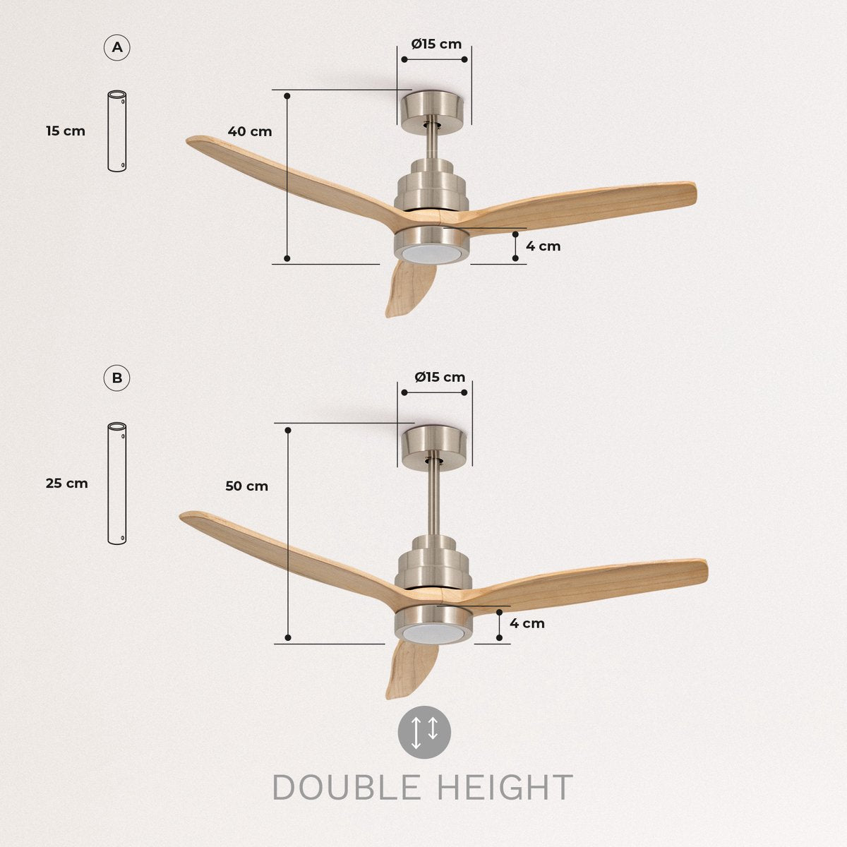 Create - Wind Stylance Ceiling Fan 40w Silent Ã˜132 Cm /With Remote Control / 6 Speeds / Summer/winter Function / Nickel (With Light)