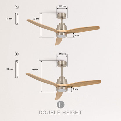 Create - Wind Stylance Ceiling Fan 40w Silent Ã˜132 Cm /With Remote Control / 6 Speeds / Summer/winter Function / Nickel (With Light)