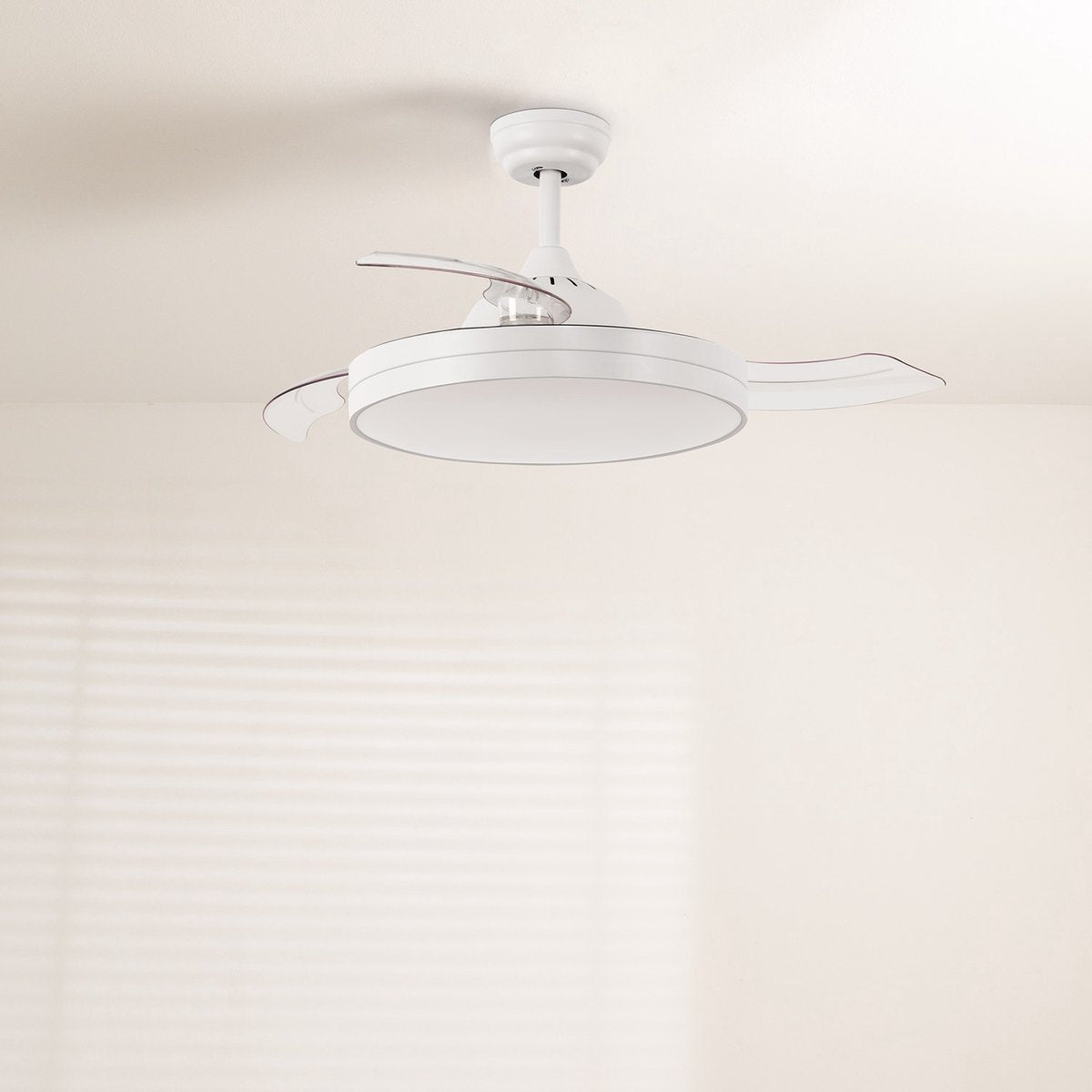 Create - Wind Clear Ceiling Fan 40W Silent Ã˜108cm Retractable Blades / White & Transparent ( With Light )