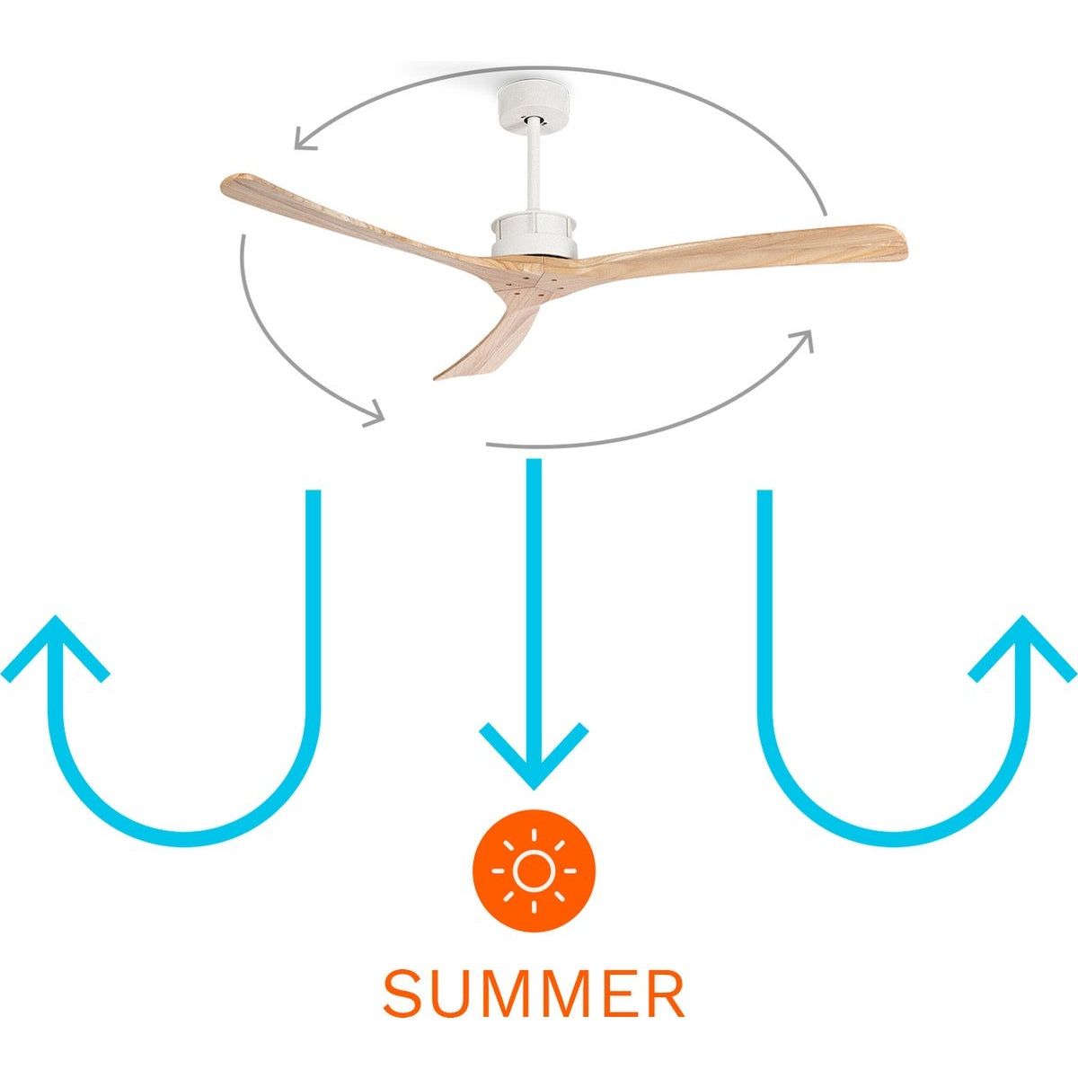 Create - Wind Large Ceiling Fan 40w Silent Xl Ã˜152 Cm / Summer Winter Function / 6 Speeds