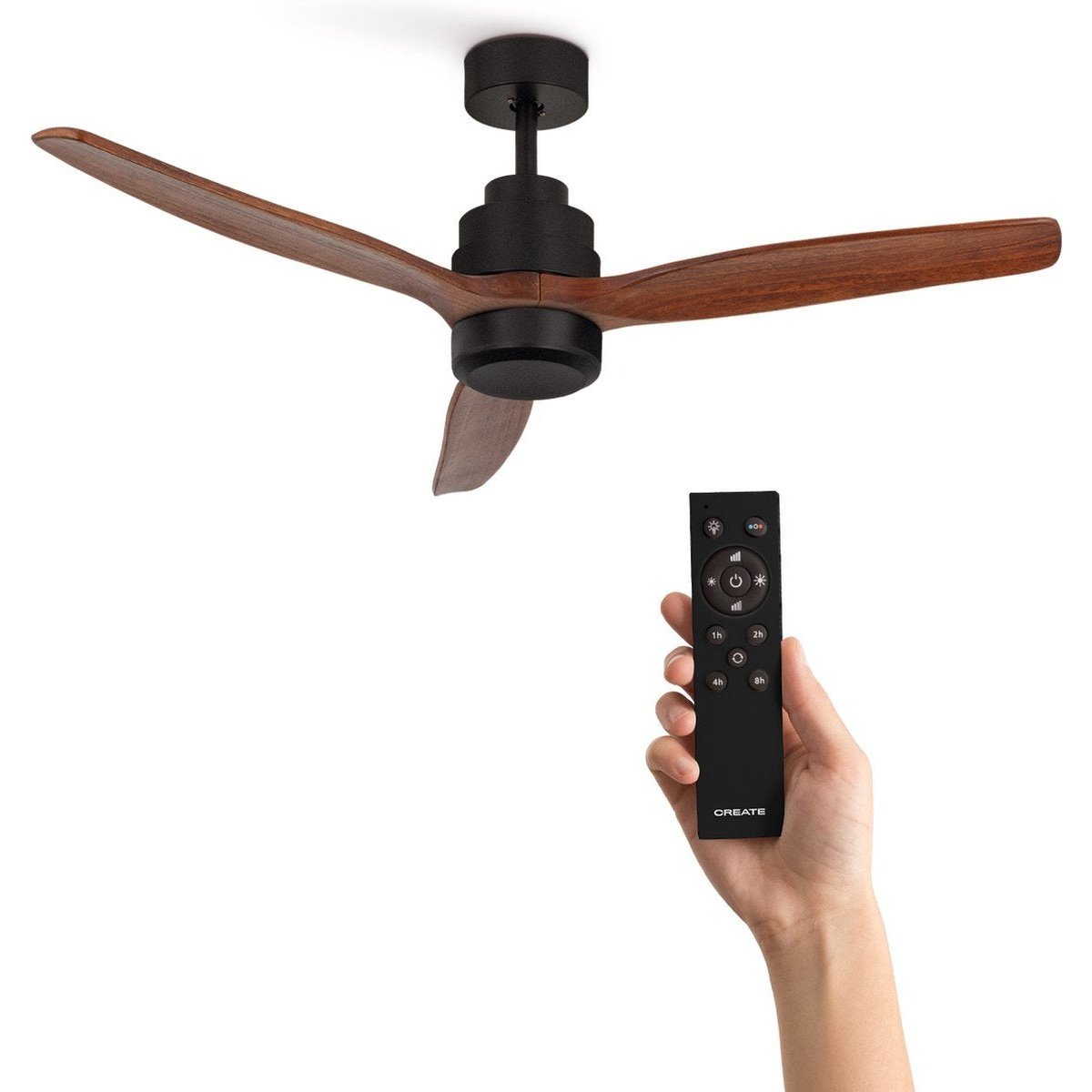 Create - Windstylance Dc Black - Ventilador De Techo - Ceiling Fan With Remote Control - 6 Speeds ( Without Light )