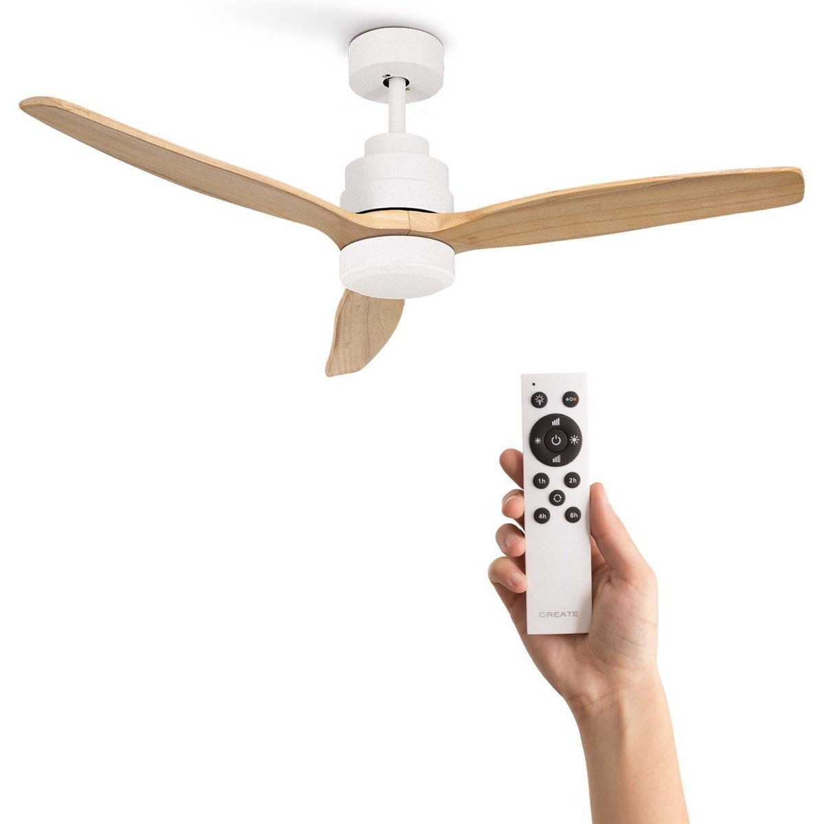 Create - Windstylance Dc White - Ceiling Fan - Ceiling Fan With Remote Control - 6 Speeds ( With Light )