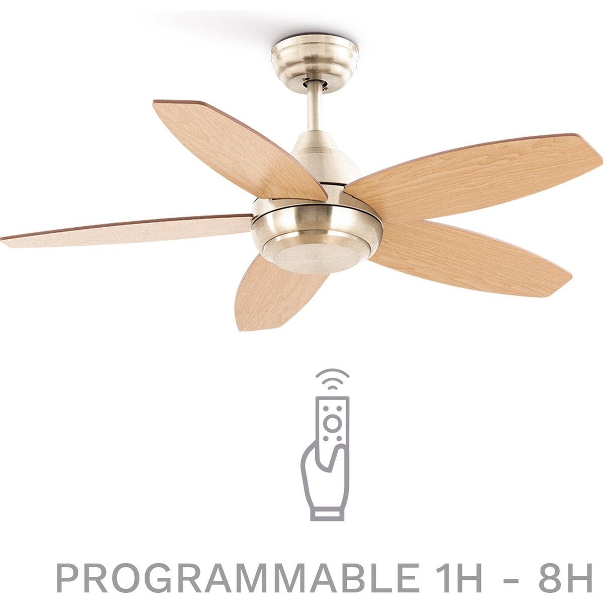 Create - Flowood Stylance Nickel Ceiling Fan With Remote Control - Without Light - 3 Speeds