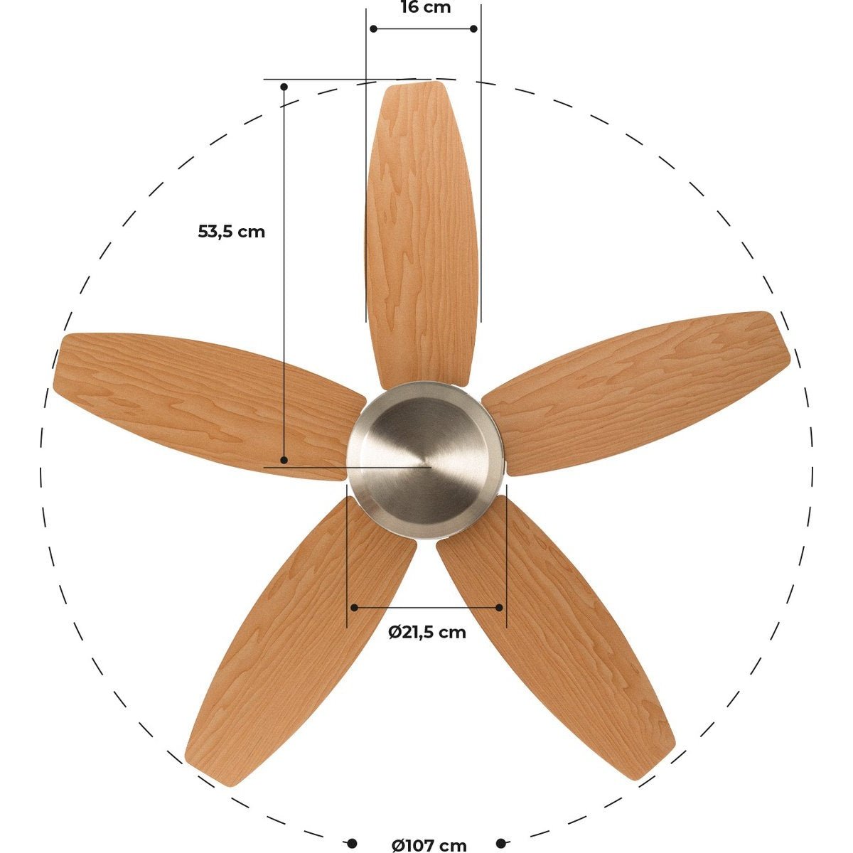 Create - Flowood Stylance Nickel Ceiling Fan With Remote Control - Without Light - 3 Speeds