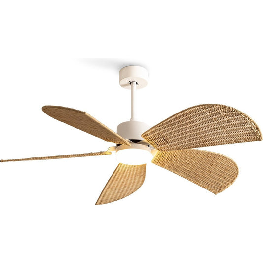 Create - Wind Rattan 40w Silent Ceiling Fan With Age Of Lights - 132cm - Timer - Summer/winter Function