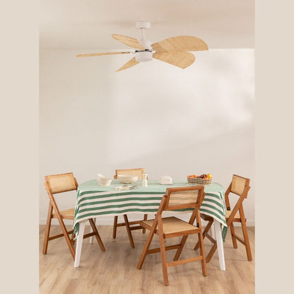 Create - Wind Rattan 40w Silent Ceiling Fan With Age Of Lights - 132cm - Timer - Summer/winter Function