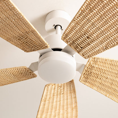 Create - Wind Rattan 40w Silent Ceiling Fan With Age Of Lights - 132cm - Timer - Summer/winter Function