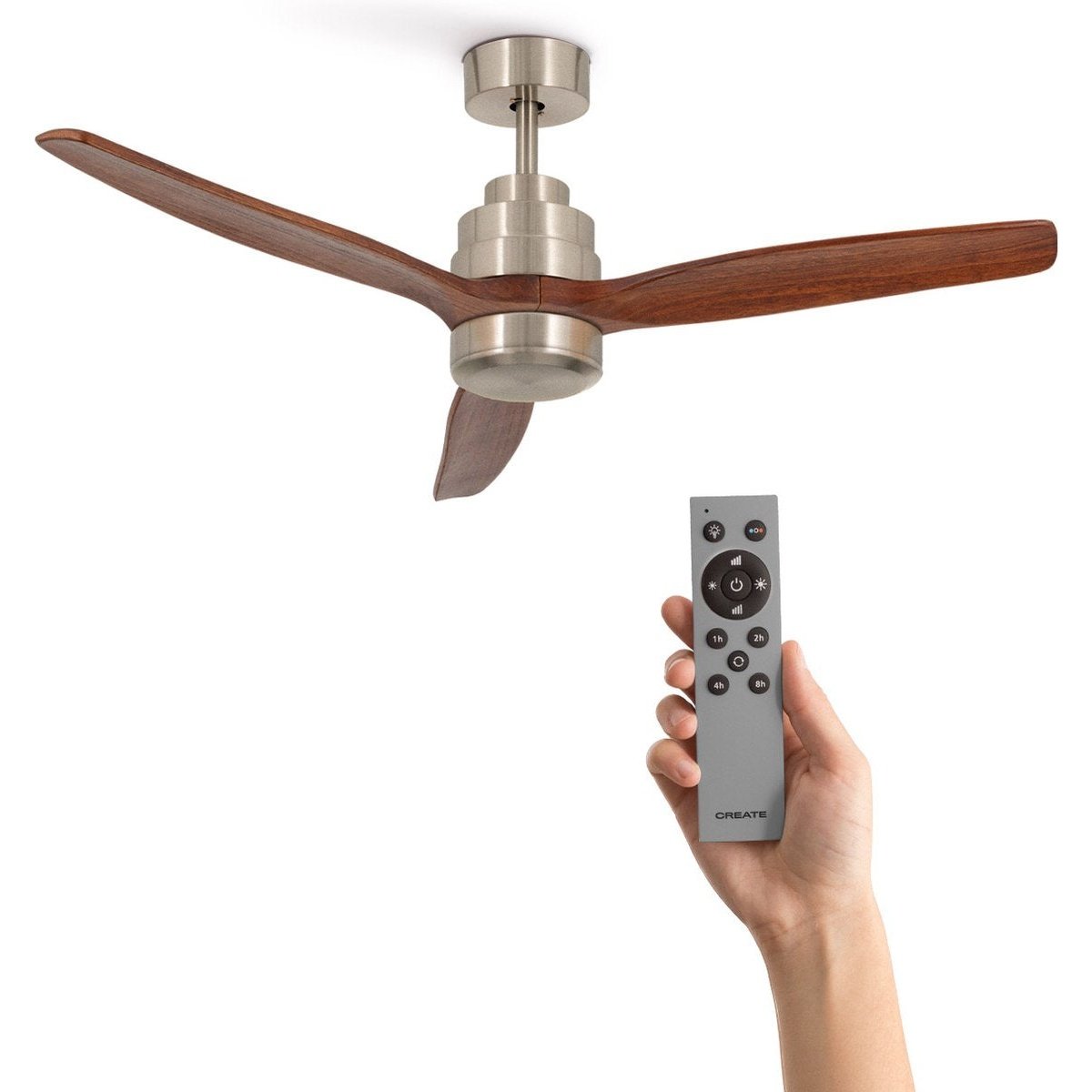 Create - Windstylance Dc Nickel - Ceiling Fan - Ceiling Fan With Remote Control - 6 Speeds ( With Light )