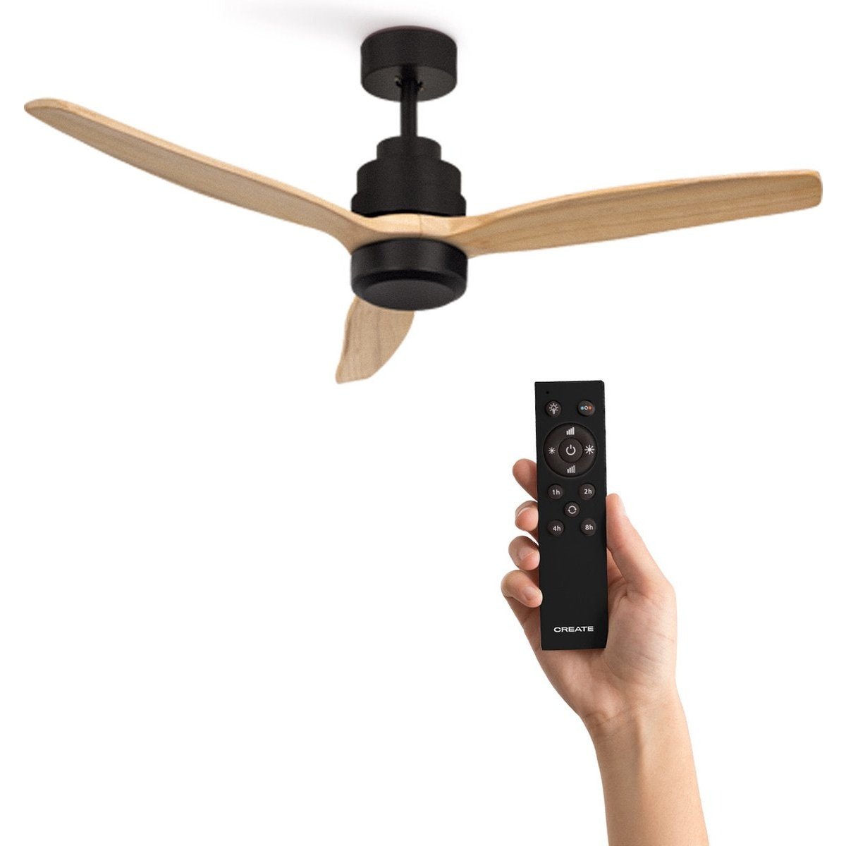 Create - Windstylance Dc Black - Ceiling Fan With Remote Control / Summer Winter Function ( Without Light )