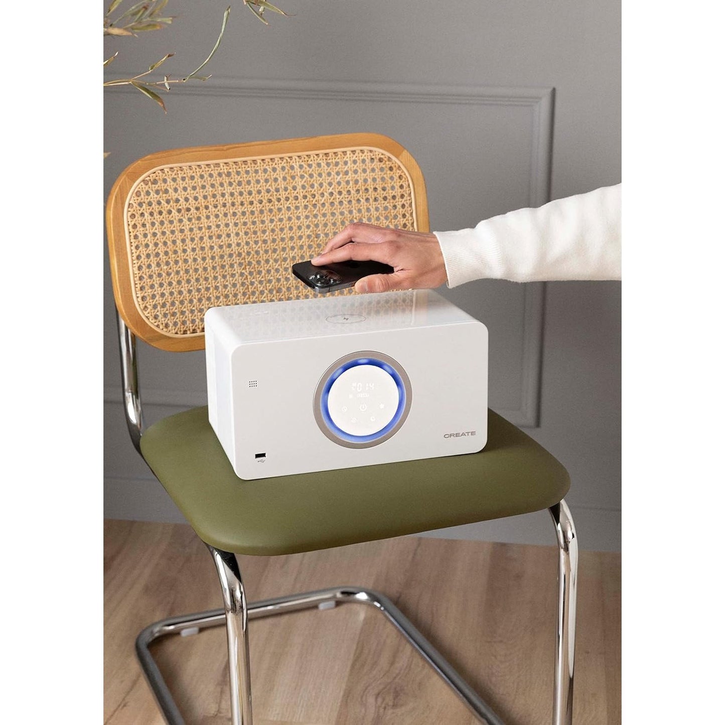 Create - Air Pure Compact/air Purifier With Bluetooth Speaker And Wireless Charger