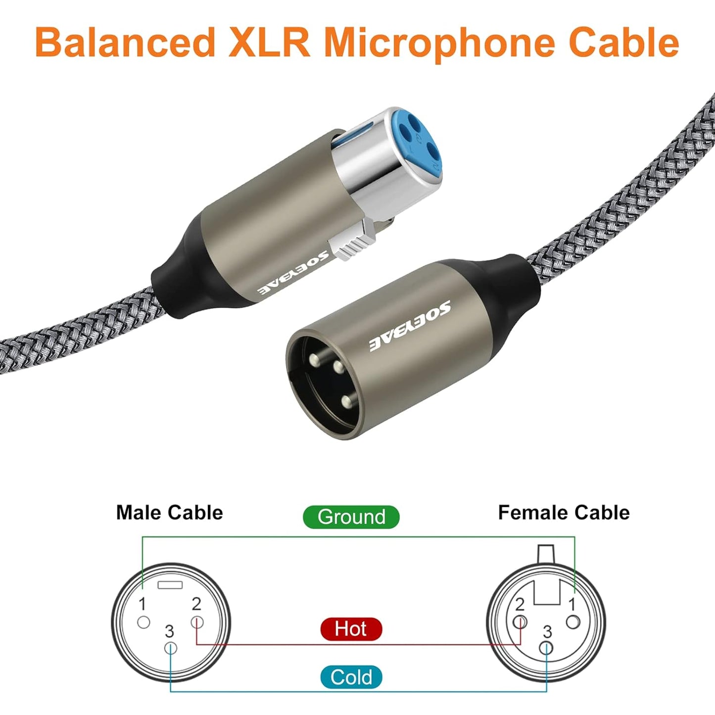 Soeybae - Microphone Cable XLR Male To Female 5m