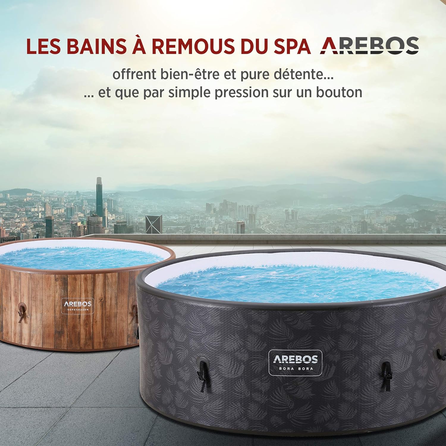 Arebos - Inflatable Spa  âŒ€ 180 Cm | 7 People / 130 Massage Jets | With Heating | 1120 Liters