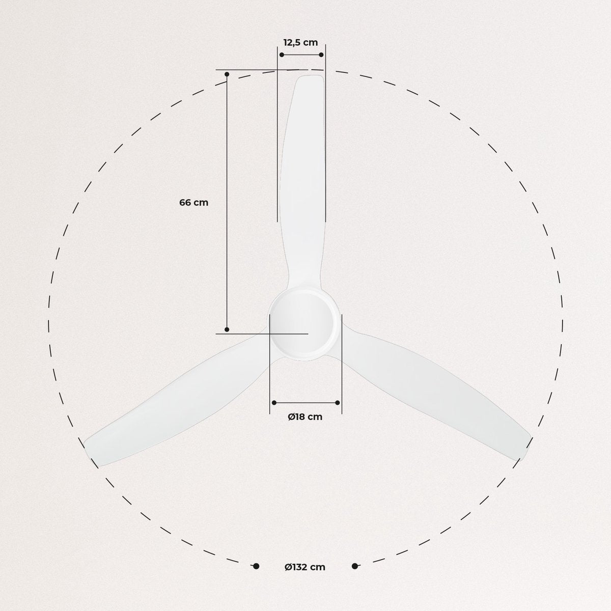 Create - Windstylance Dc White - 6 Speeds Summer/winter Mode - 132 Cm (With Light)