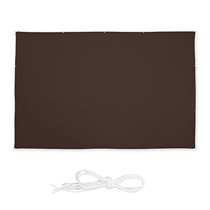 Rectangular sun shade sail measuring 4 by 6 meters in brown color designed for patios and balconies featuring water-repellent and UV resistant properties along with guy ropes for secure installation