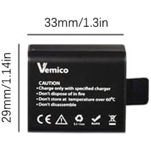 Vemico - Action Camera Battery 1050mAh 3-Pack for Akaso, Sjcam, Apexcam, Wolfang