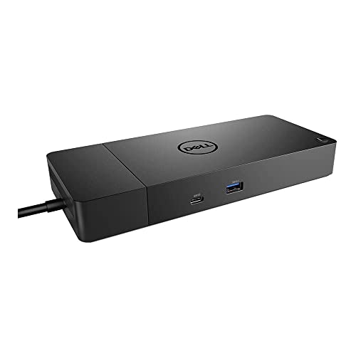 Black Dell WD19S 130W modular docking station featuring multiple ports including USB-C, USB-A, DisplayPort, HDMI, and Ethernet; dimensions of 8.1 x 3.5 x 1.1 inches; designed for compatibility with Dell notebooks and tablet PCs.