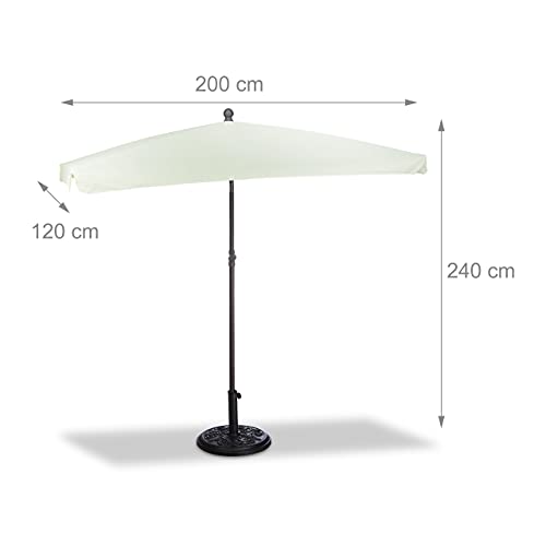 Relaxdays - Rectangular Sun Umbrella With Tilt Function, 200 x 120 cm