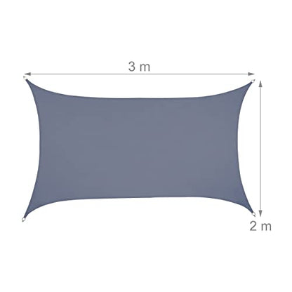 Relaxdays - Rectangular Sun Shade Sail 2x3m Water Resistant Dark Grey