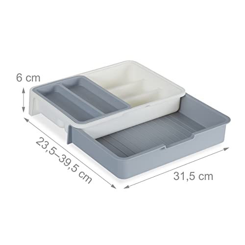 Relaxdays - Extendable Cutlery Tray with 7 Compartments for Silverware