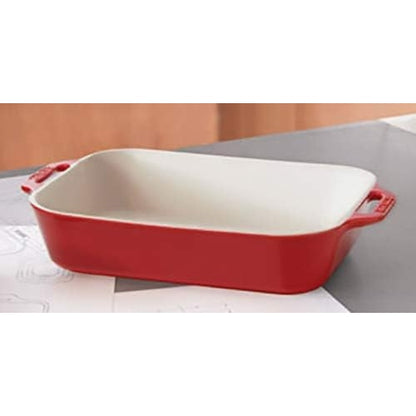 Staub - Ceramic Rectangular Baking Dish 10.5 x 7.5-Inch Cherry Red