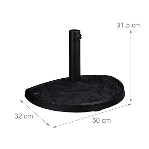 Relaxdays - Weatherproof Semi-Circular Parasol Base for 34-50 mm Poles, Black