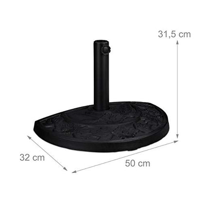 Relaxdays - Weatherproof Semi-Circular Parasol Base for 34-50 mm Poles, Black