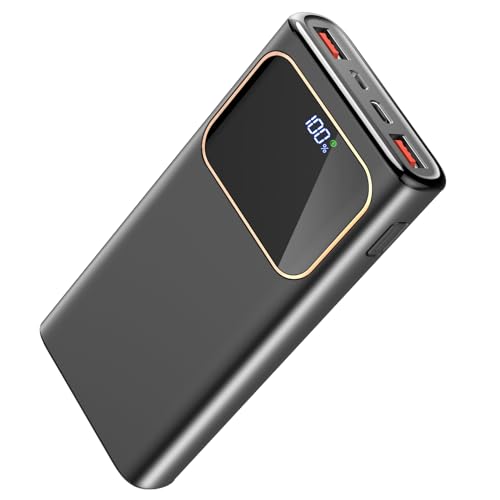 Portable charger with a capacity of 20,000 mAh and 22.5 W fast charging capability, featuring USB C input and output, LED display, and compatibility with iPhone, Android, and Samsung devices for 2024.