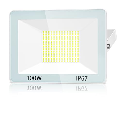 YIQIBRO 100W Outdoor LED Spot Light, Waterproof IP67, Cold White 7000K, for Patio - Modern Aluminium Projector for Patio and Public Spaces