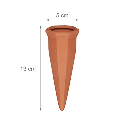 Relaxdays - Clay Cones Set of 4, Terracotta Plant Water Dispenser