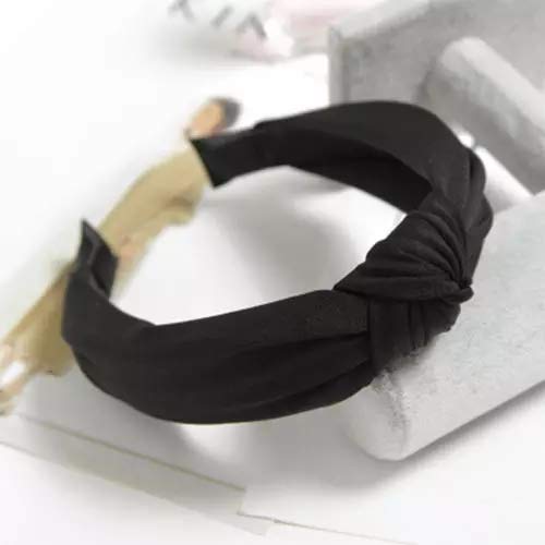 Vogue Hair Accessories - Black Solid Fabric Knot Headband For Girls And Women