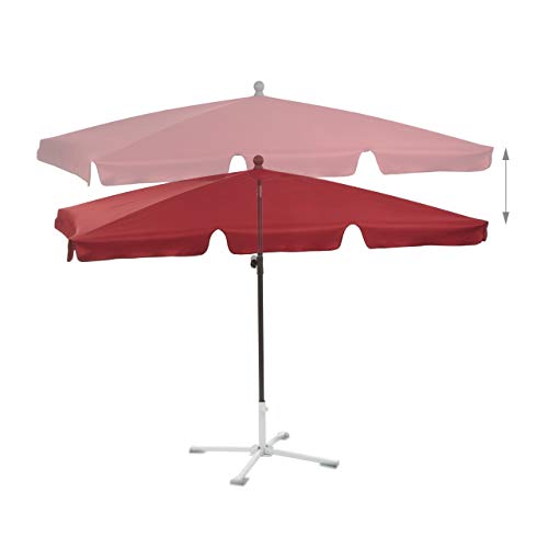 Relaxdays - Rectangular Beach Umbrella, 200 x 120 cm, Height-Adjustable, Bordeaux