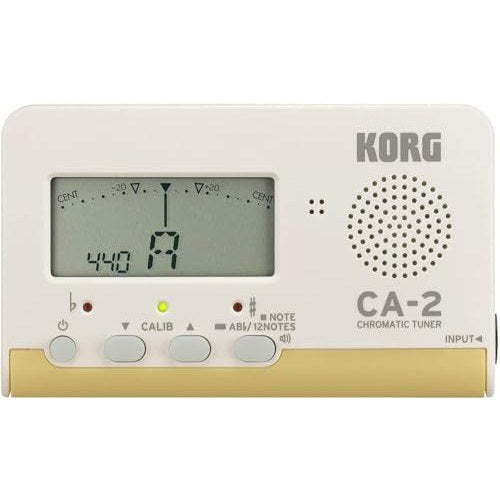 Compact chromatic tuner designed for brass band or orchestra use, featuring a high-precision LCD needle-type meter and sound out function for reference tone generation.