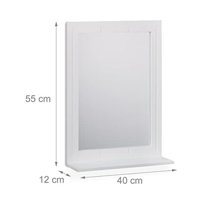 Relaxdays - Bathroom Mirror With Shelf, White, 55 x 40 x 12 cm