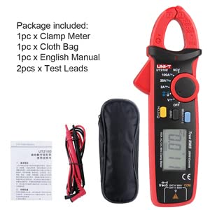 UT210E/UT210D Clamp Meter Multimeter, 100A 600V AC/DC True RMS with VFC Diode, Battery Powered - labloot