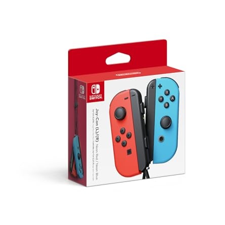 Joy-Con controllers for Nintendo Switch, showcasing versatile gameplay options and features such as independent use in each hand or combined use with a grip, available in various colors.