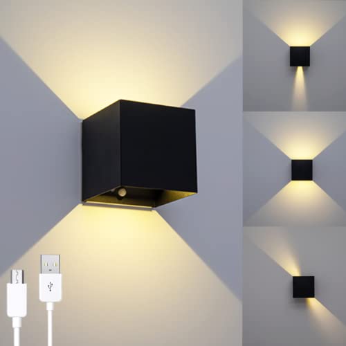 Illuminate your space with Senfay's LED wall lamp featuring adjustable beam angles, USB rechargeable battery, and modern black aluminium design. Perfect for stylish, efficient lighting.