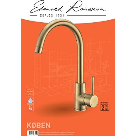 Edouard Rousseau - Koben Sink Mixer Tap With Flow Reducer Aerator - Brushed Brass