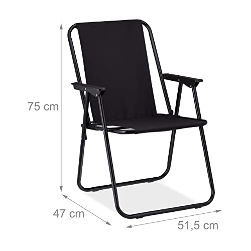 Relaxdays - Lightweight Portable Folding Chair for Camping and Beach, Black