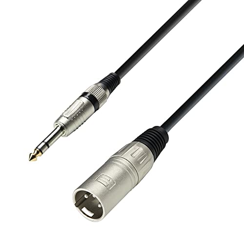 Balanced cable from Adam Hall, 10m (30 ft) XLR male to Jack TRS, lightweight and flexible with high-quality connectors for professional studio or stage use.