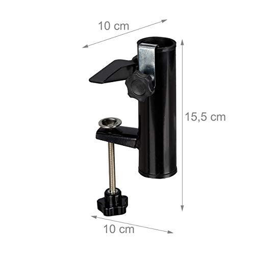 Relaxdays - Parasol Holder for Square Balcony Railing, Umbrella Clamp, Black