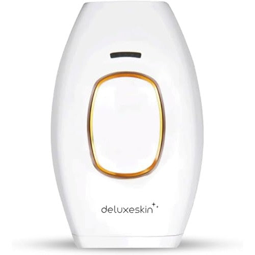 Image of the Deluxeskin IPL hair removal device showcasing its sleek design and advanced technology, with a diverse group of individuals using it in various home settings for effective hair removal.