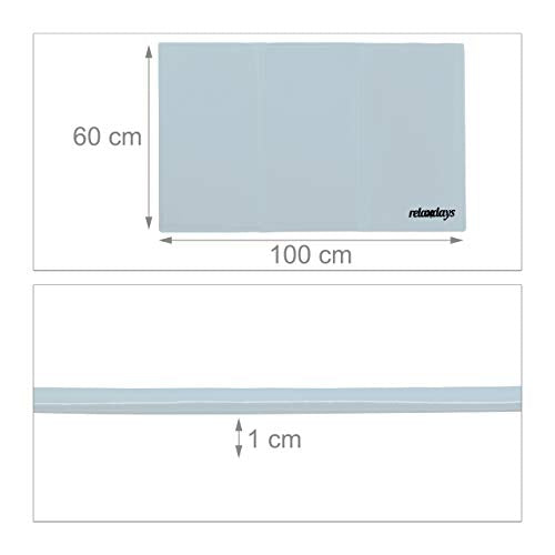 Relaxdays - Self-Cooling Dog Mat, Wipeable Gel Pad, 60 x 100 cm, Grey