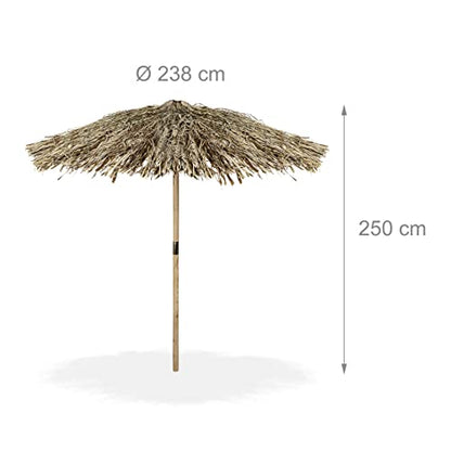 Relaxdays - Handmade Hawaii Parasol, Extra Large Beach Umbrella, Weatherproof