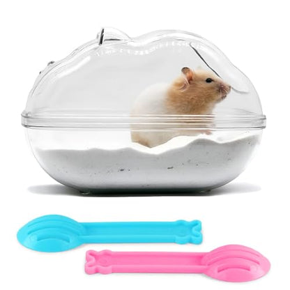 Ensure your small pet's hygiene with Rzmzby's transparent hamster sand bath. Made from high-quality, durable plastic, this bathtub includes a sand shovel and features a smooth, odor-free design for your pet's comfort and safety.