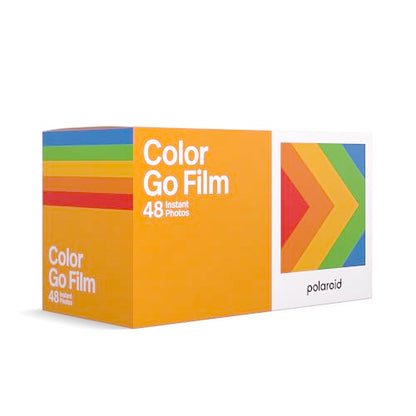 Polaroid Go Film x48 bulk pack containing 3 double packs of color instant photos, designed for the Polaroid Go camera, featuring glossy white frames and a total of 48 exposures.