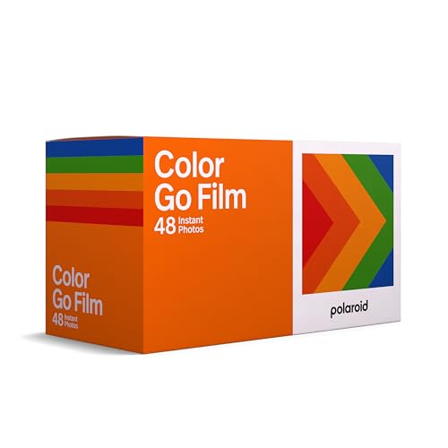 Polaroid Go Film x48 bulk pack containing 3 double packs of color instant photos, designed for the Polaroid Go camera, featuring glossy white frames and a total of 48 exposures.