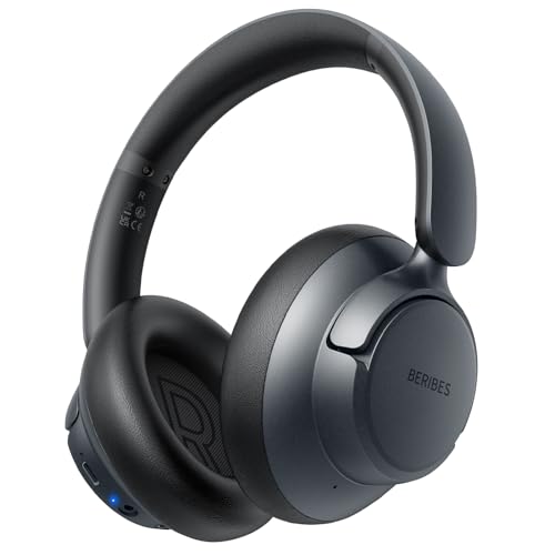 Black over-ear wireless headphones with active noise cancellation and transparent mode, featuring 40 mm dynamic drivers for hi-res audio, 70 hours of playback time, USB Type-C fast charging, adjustable headband, comfortable ear cups made from soft protein memory foam, built-in microphone for clear calls, and multi-point connection capability.