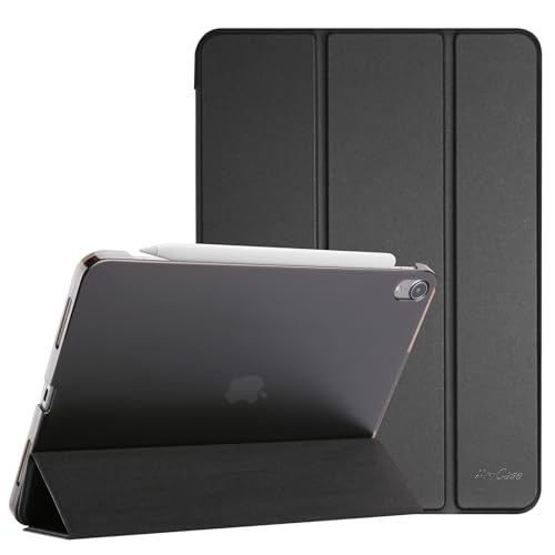 Black ProCase Smart Case designed for iPad Air 11 inch M2 2024 and compatible with 6th 5th and 4th generation models, providing protective coverage for the device.