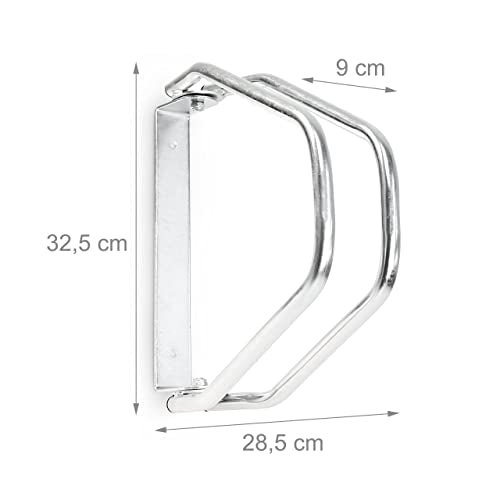 Relaxdays - Metal Bicycle Mount Holder, Silver, 32.5 x 9 x 28.5 cm