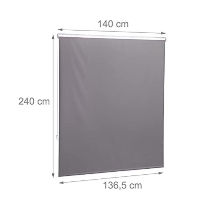 Relaxdays - Water-Repellent Grey Shower Blind, 140 x 240 cm, Rope Roller Design